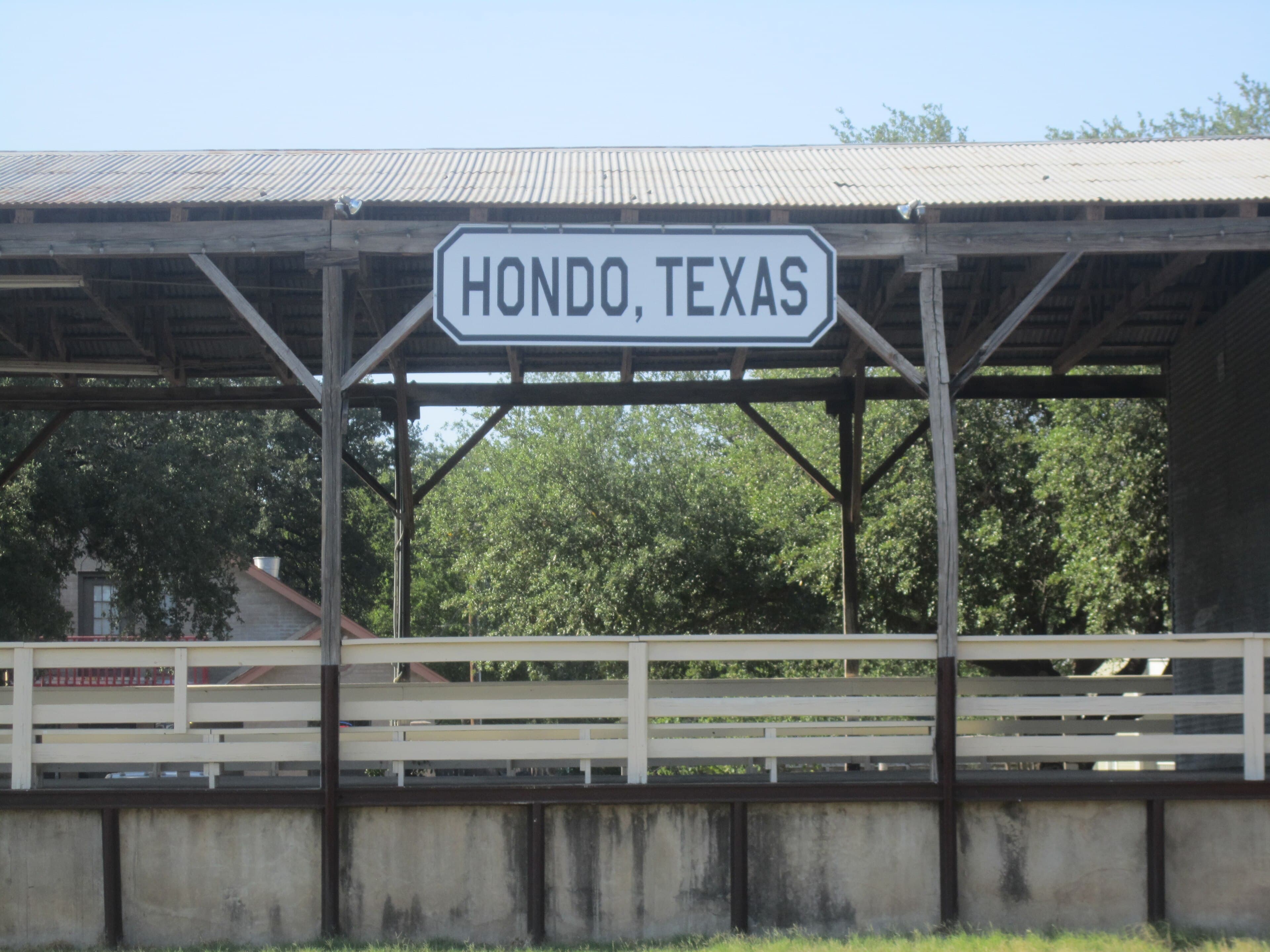 The Hondo, Texas sign at the historic depot